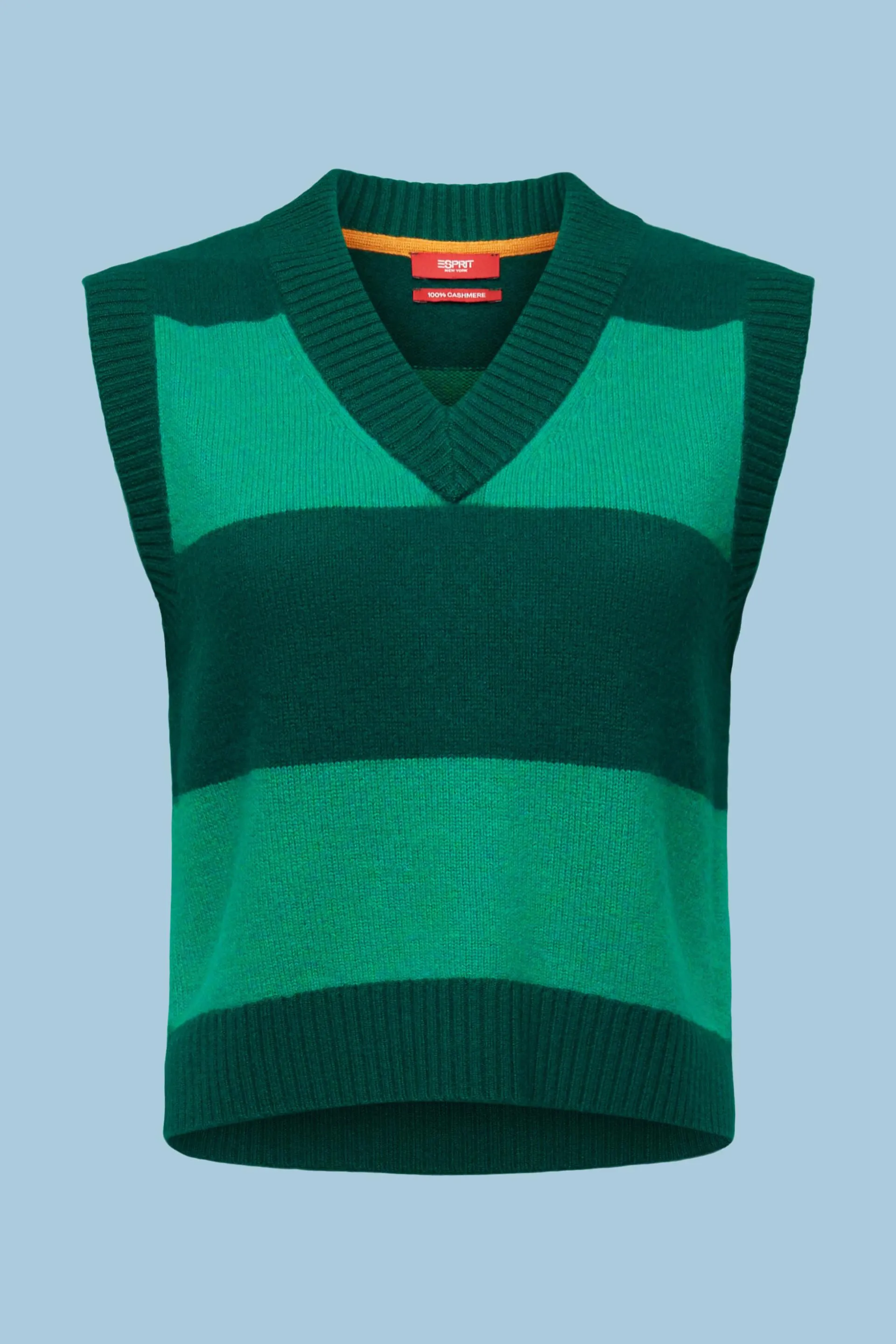Gilet in cachemire a righe rugby con scollo a V