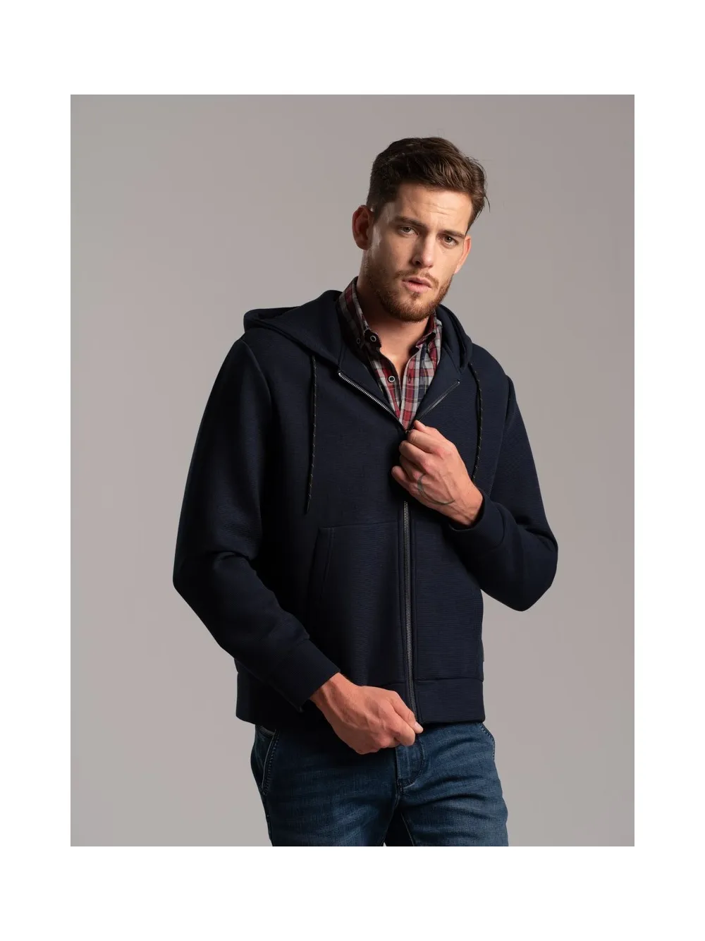 Giubbino uomo  TECNO effetto maglia con cappuccio