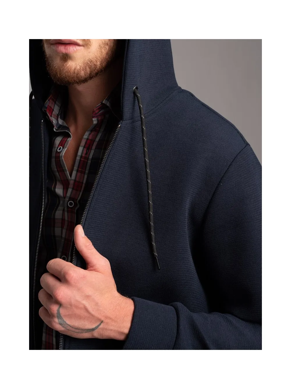 Giubbino uomo  TECNO effetto maglia con cappuccio