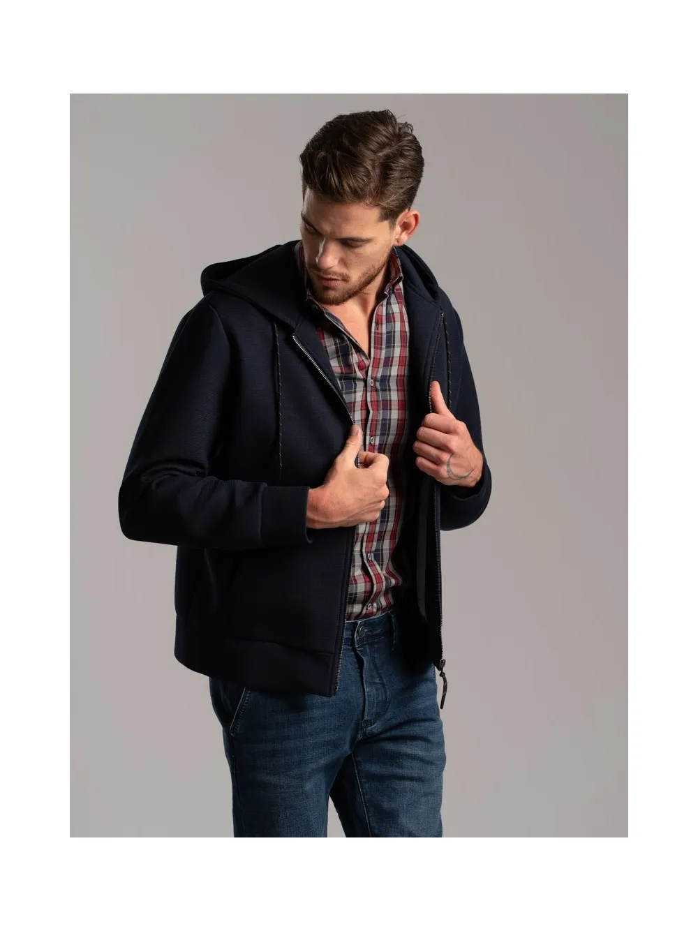 Giubbino uomo  TECNO effetto maglia con cappuccio