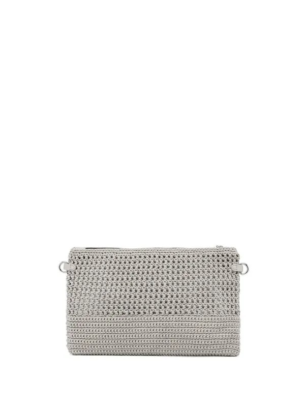Gray Victoria clutch bag in crochet fabric