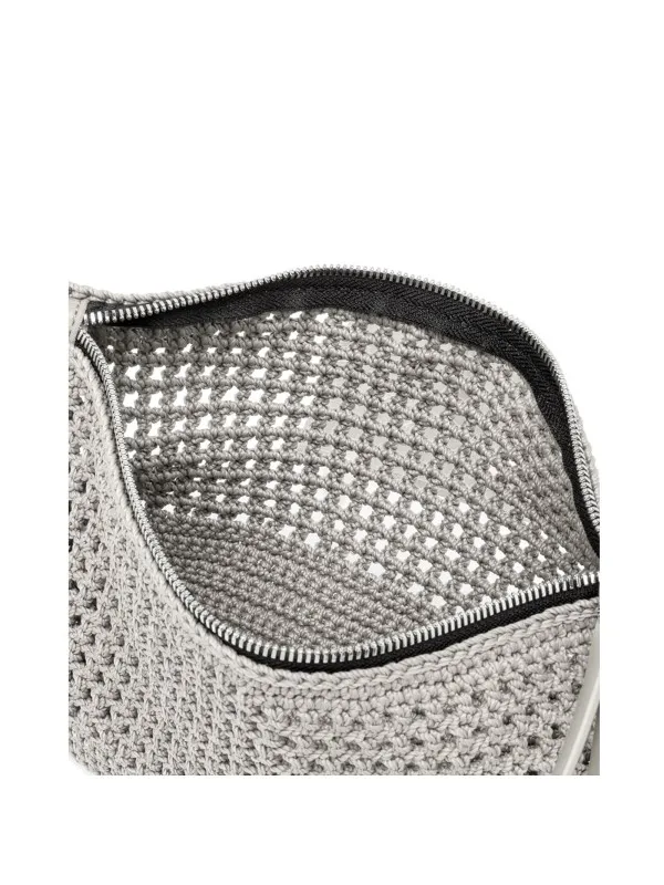 Gray Victoria clutch bag in crochet fabric