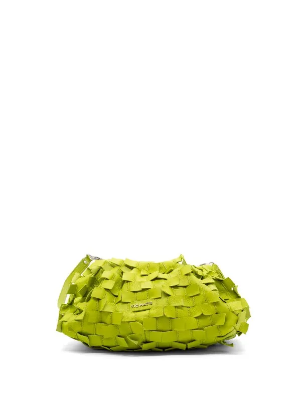 Green leather clutch bag