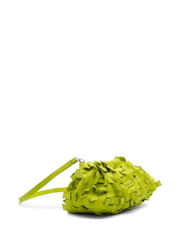Green leather clutch bag