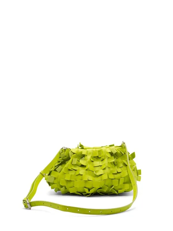 Green leather clutch bag