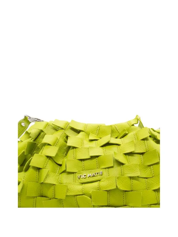 Green leather clutch bag