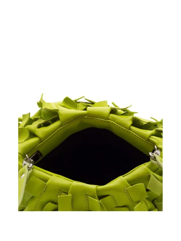 Green leather clutch bag