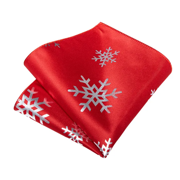 Henk ter Horst cravatta in seta con gemelli e pochette da taschino, cravatta natalizia con fiocco di neve Rosso