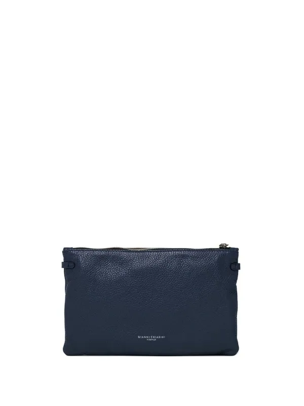 Hermy navy blue leather clutch bag