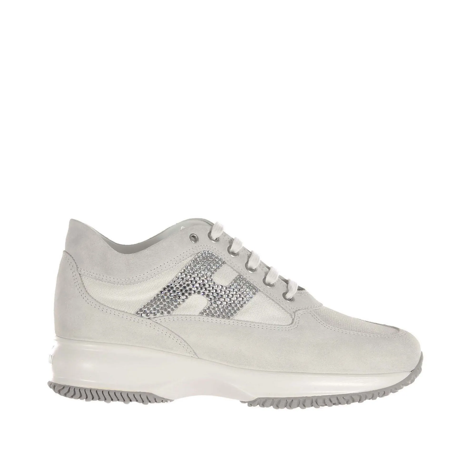 Interactive in pelle scamosciata con strass