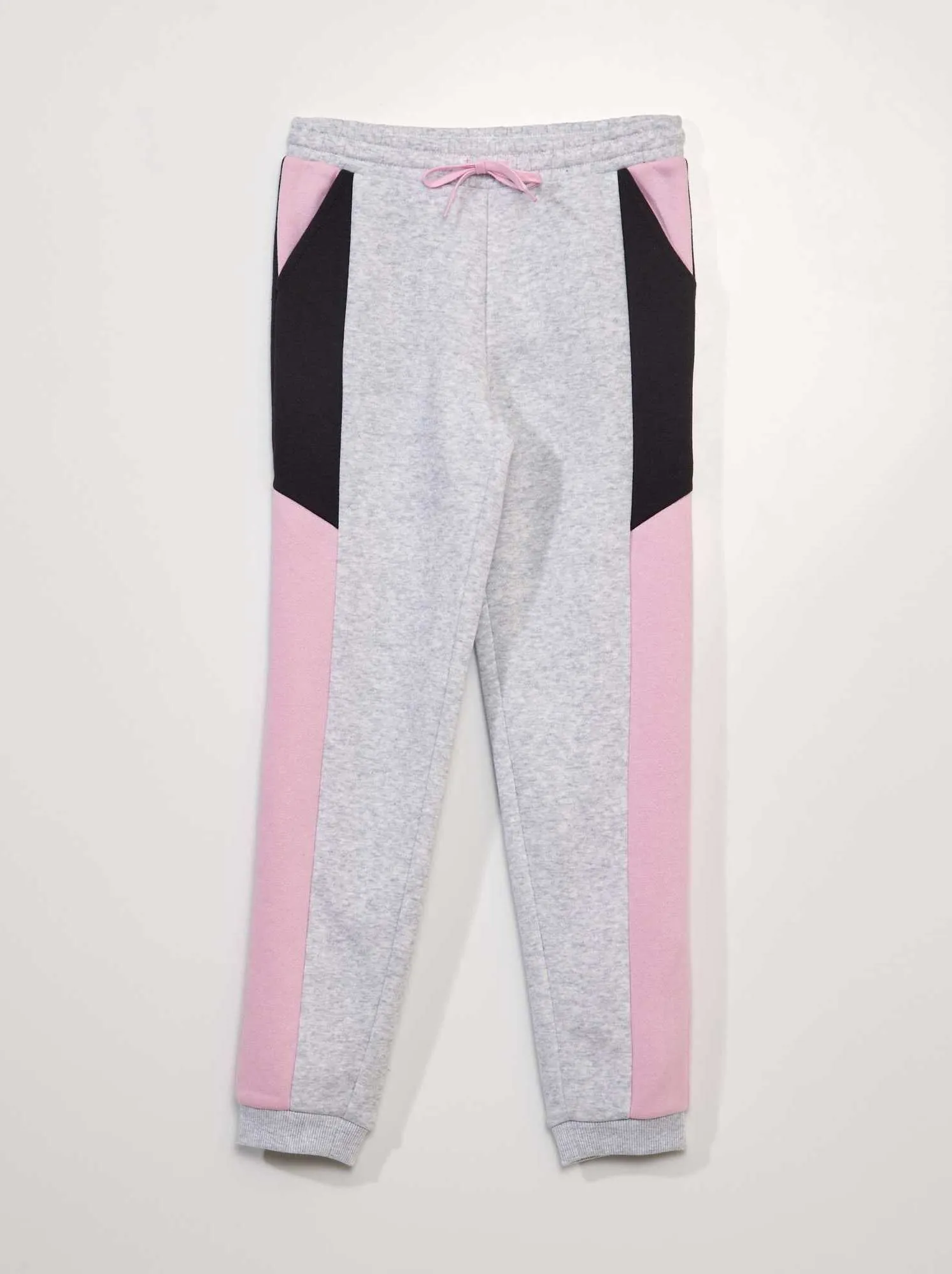 Joggers in tessuto felpato colorblock - GRIGIO