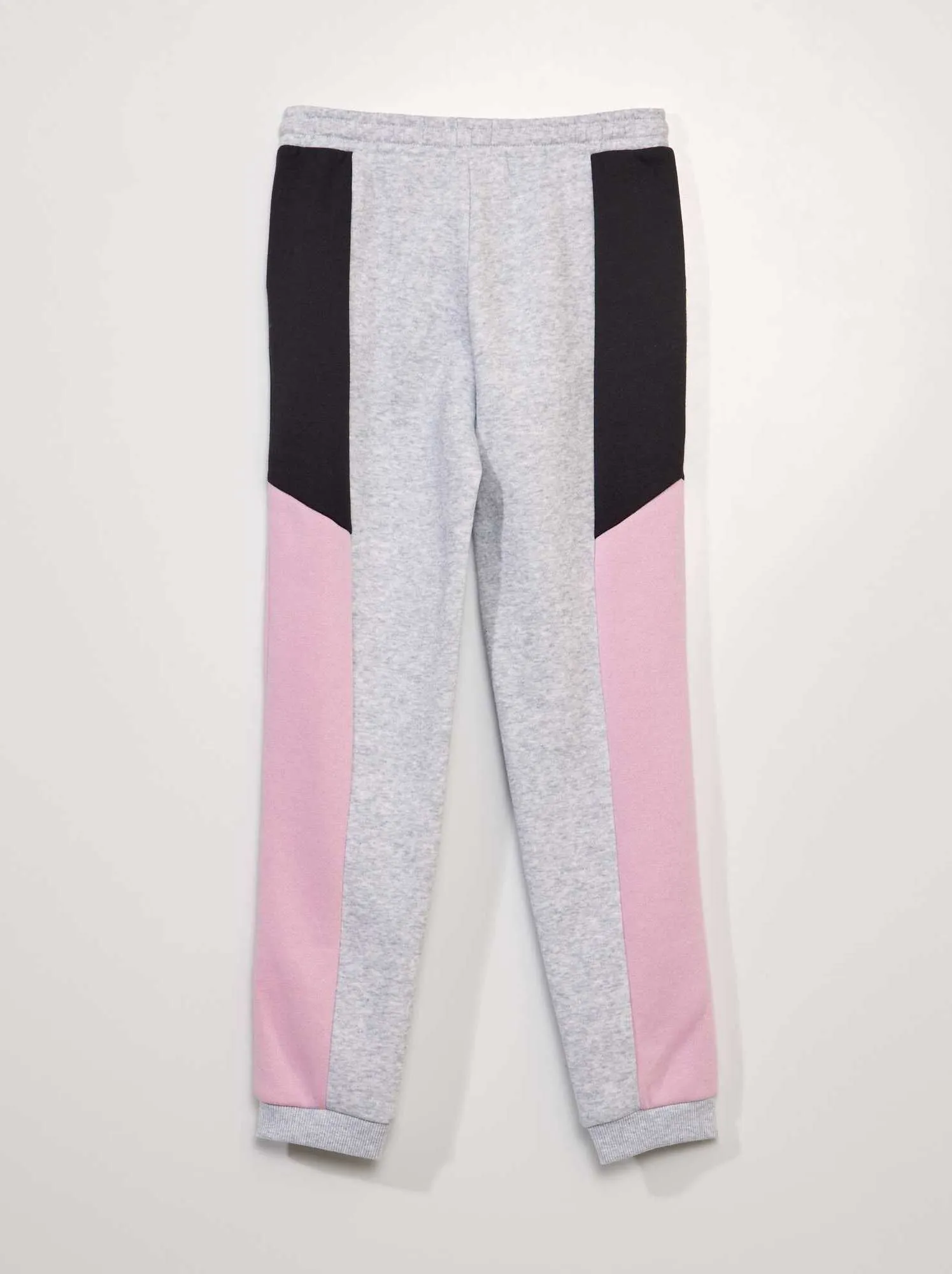 Joggers in tessuto felpato colorblock - GRIGIO