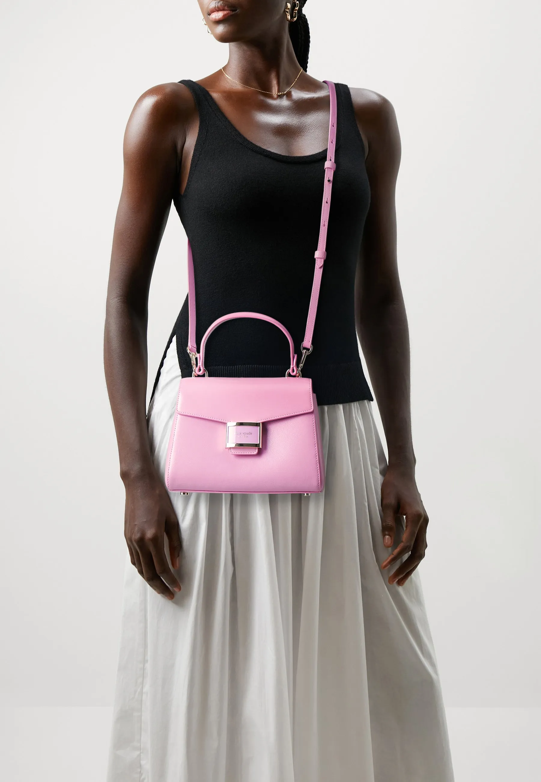 KATY SHINY TEXTURED SMALL TOP HANDLE - Borsa a mano