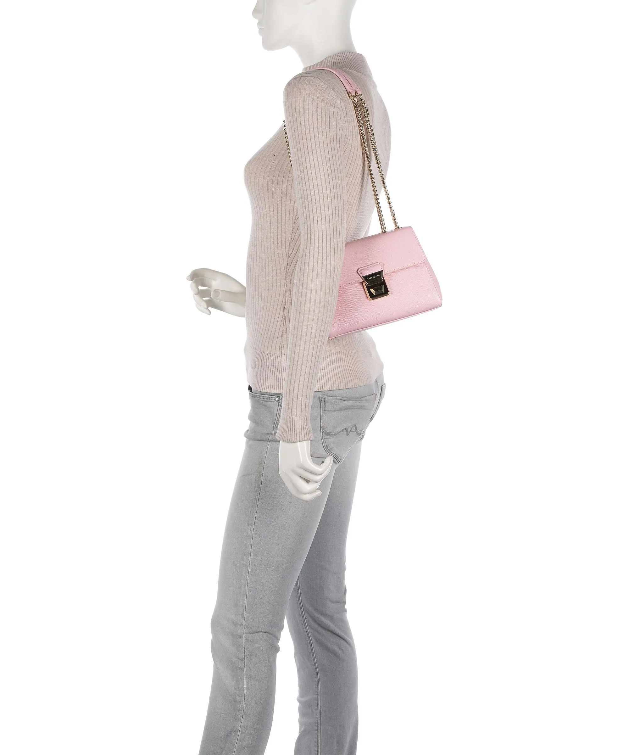  Lancaster Delphino Tina Borsa a spalla pelle di vacchetta grana rosa  