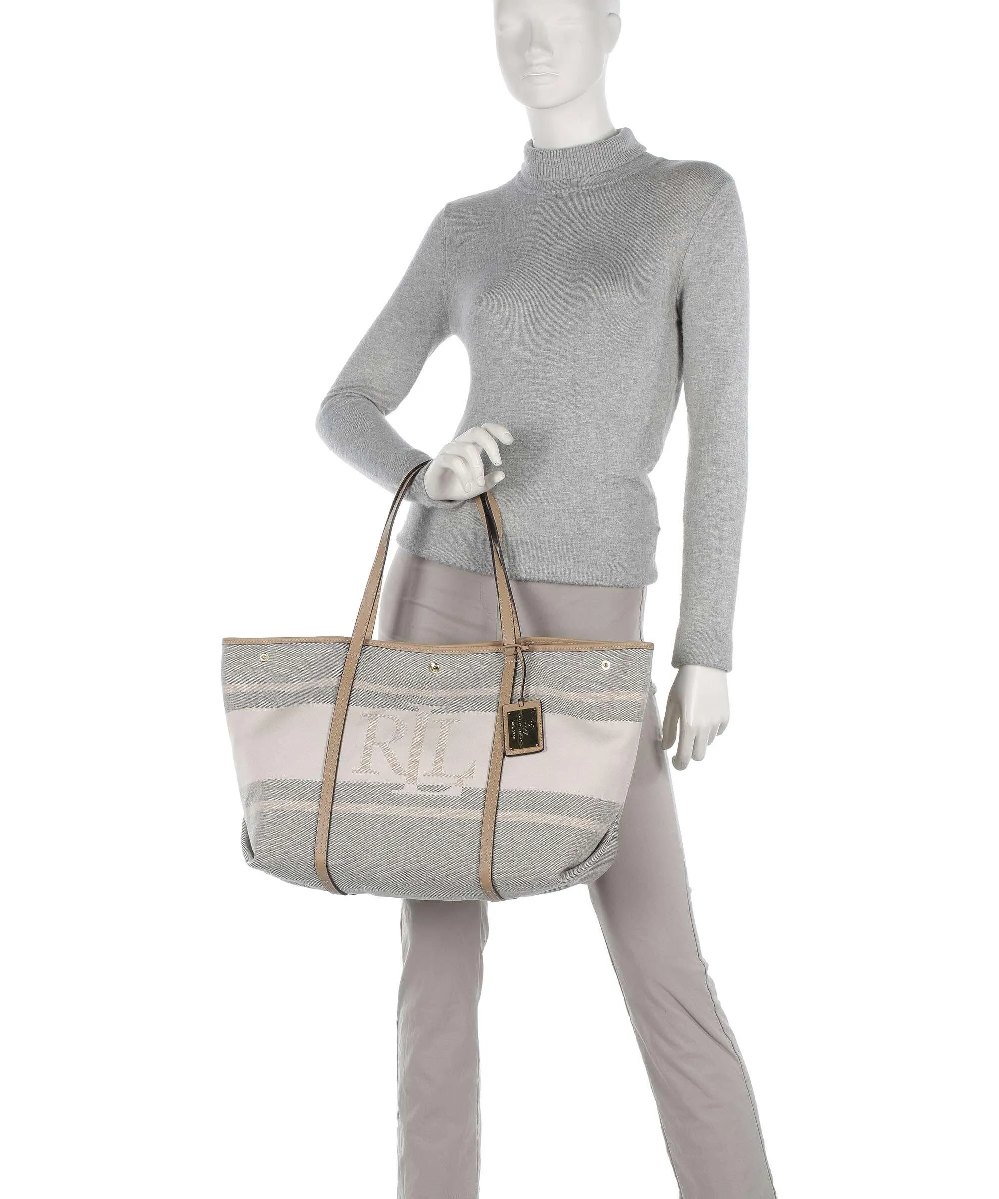  Lauren Ralph Lauren Emerie Large Borsa shopper cotone beige  