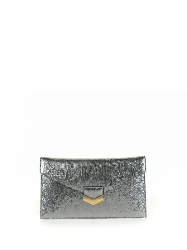 Leather clutch bag with shoulder strap