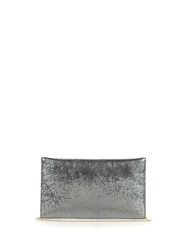 Leather clutch bag with shoulder strap