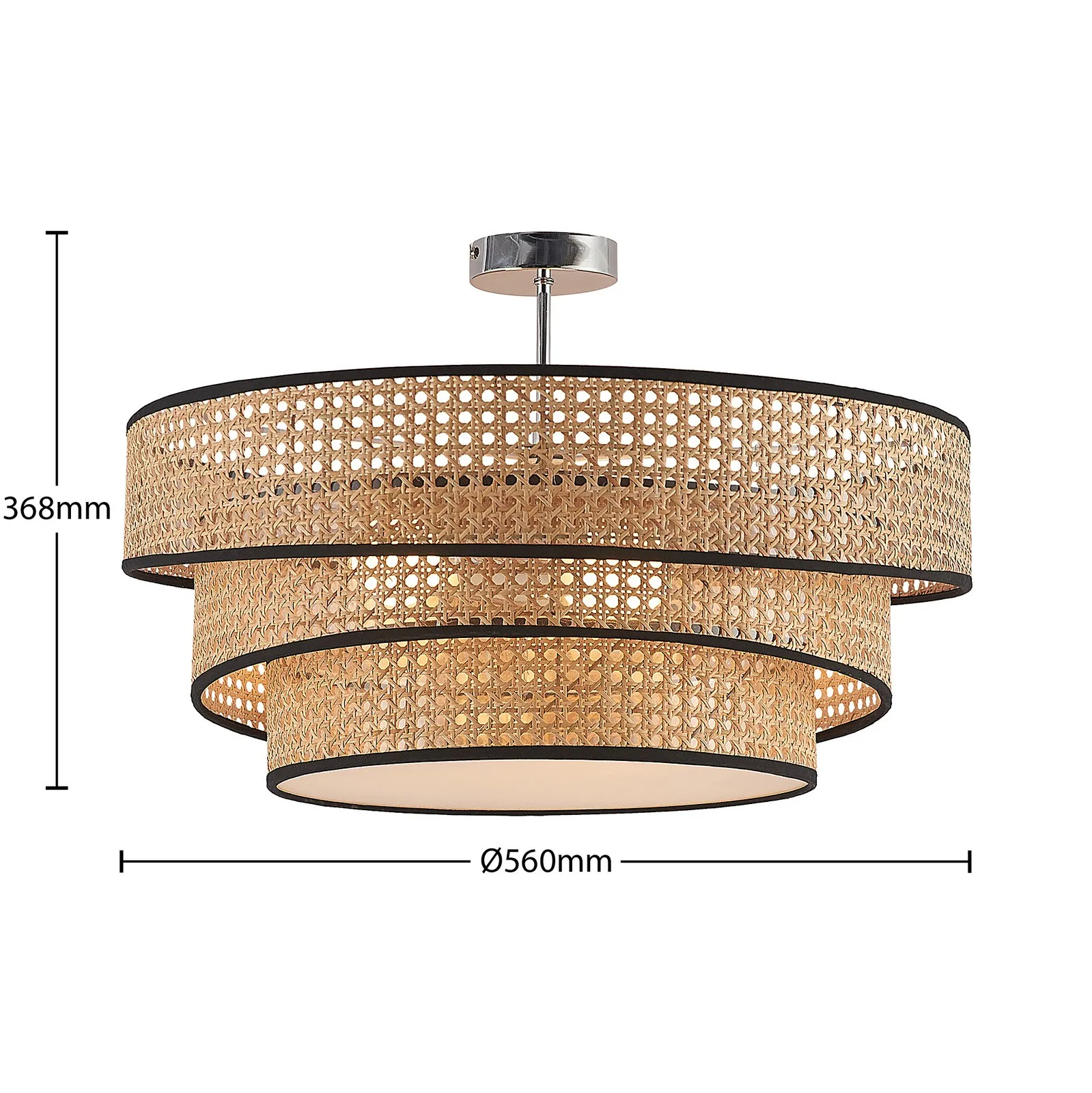 Lucande Elowen plafoniera, Ø 56 cm, rattan, bambù