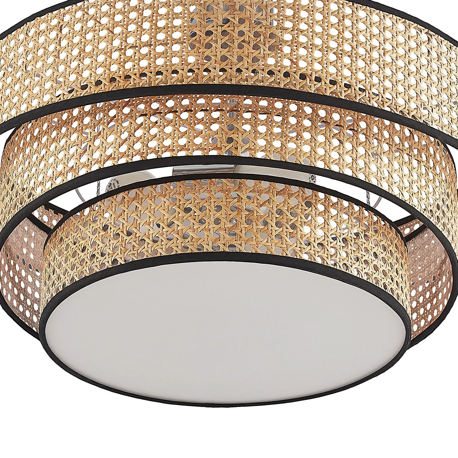 Lucande Elowen plafoniera, Ø 56 cm, rattan, bambù
