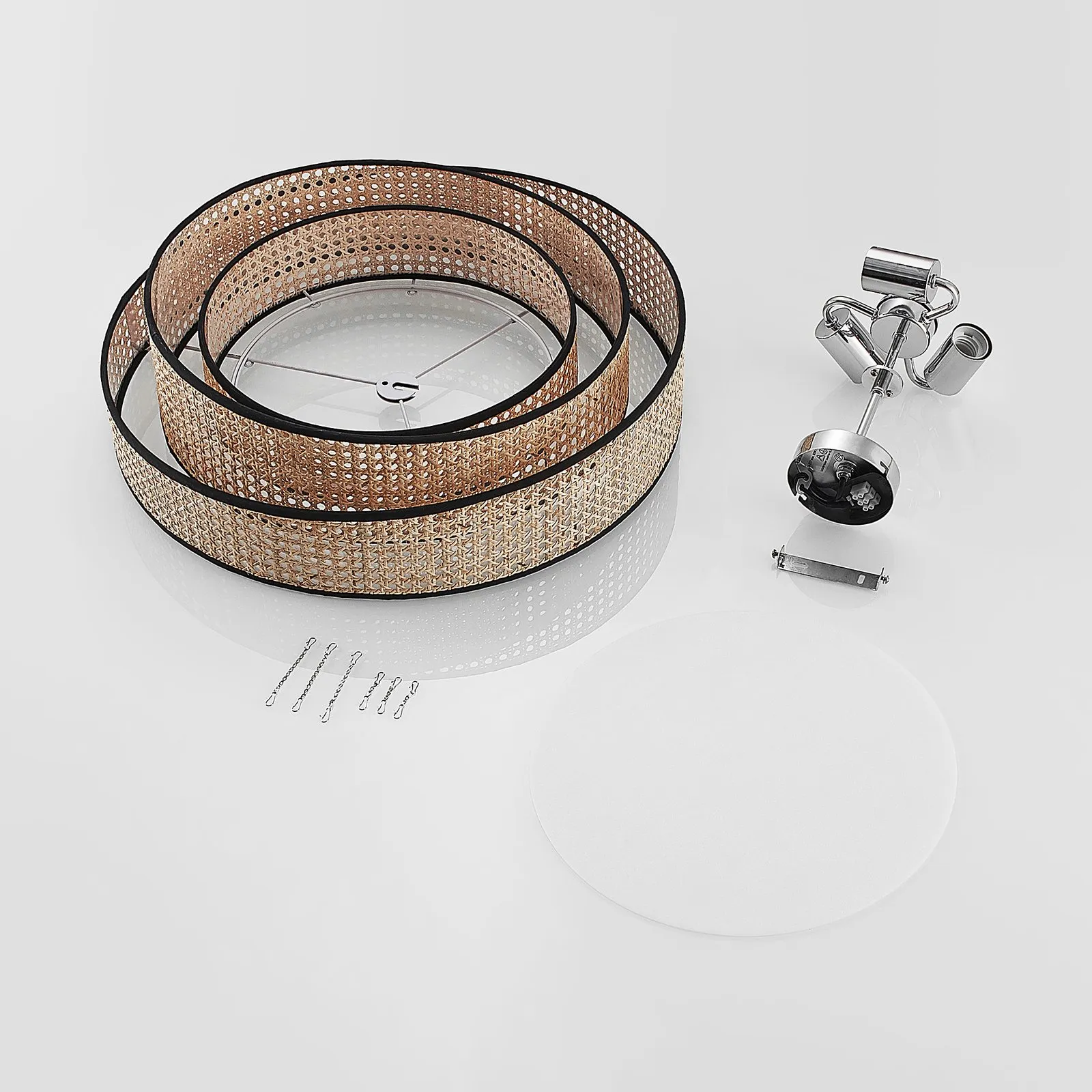 Lucande Elowen plafoniera, Ø 56 cm, rattan, bambù