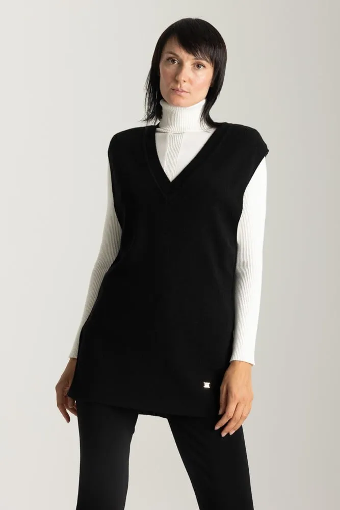 Maglia smanicata in misto cachemire NERO LIMOUSINE