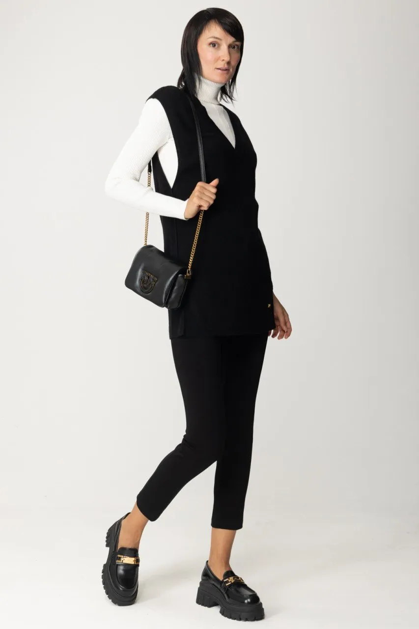 Maglia smanicata in misto cachemire NERO LIMOUSINE