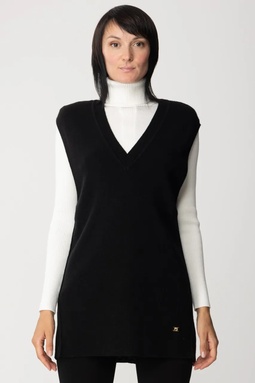 Maglia smanicata in misto cachemire NERO LIMOUSINE