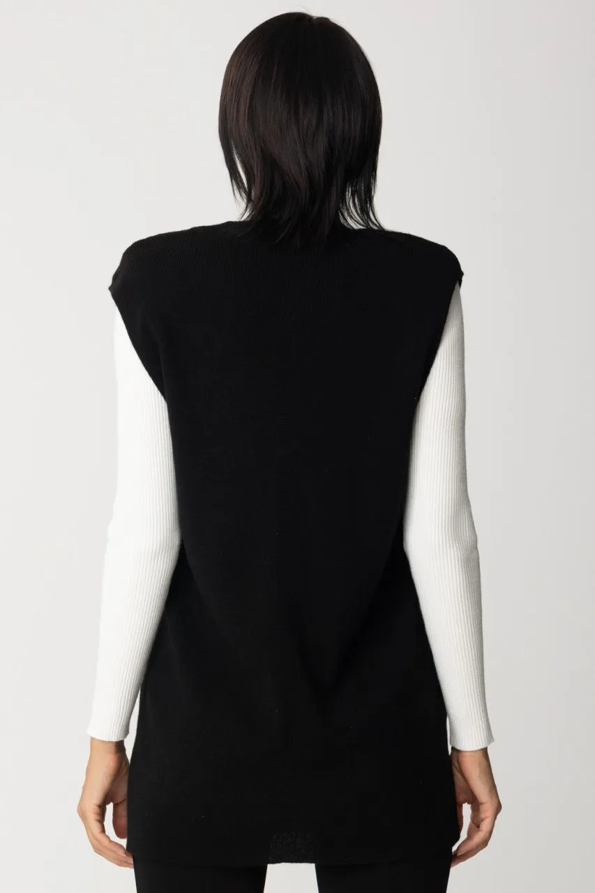 Maglia smanicata in misto cachemire NERO LIMOUSINE