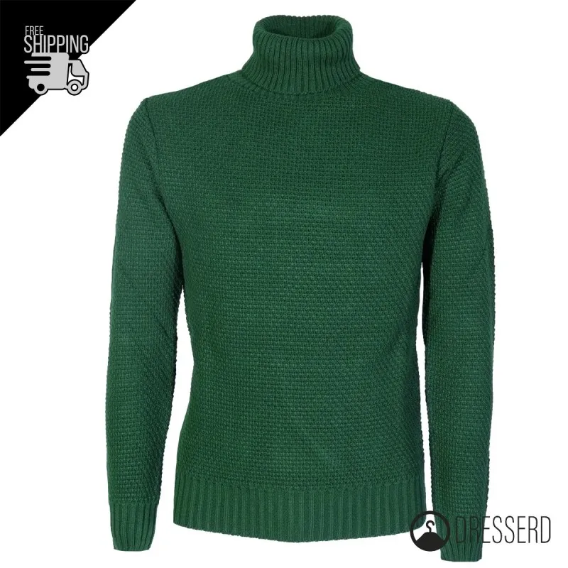 Maglia uomo dolcevita Trama Lavorata Maglioni invernali collo alto Dresserd maglie Semi Slim Fit