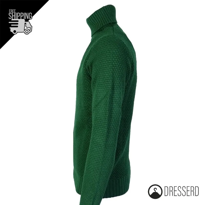 Maglia uomo dolcevita Trama Lavorata Maglioni invernali collo alto Dresserd maglie Semi Slim Fit