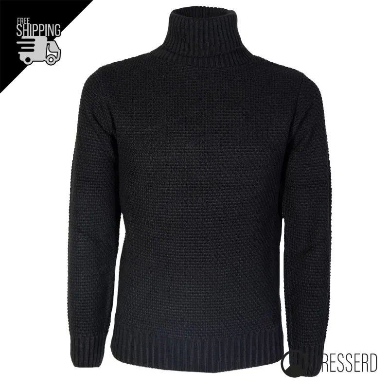 Maglia uomo dolcevita Trama Lavorata Maglioni invernali collo alto Dresserd maglie Semi Slim Fit