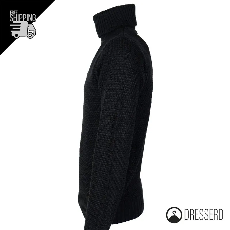 Maglia uomo dolcevita Trama Lavorata Maglioni invernali collo alto Dresserd maglie Semi Slim Fit