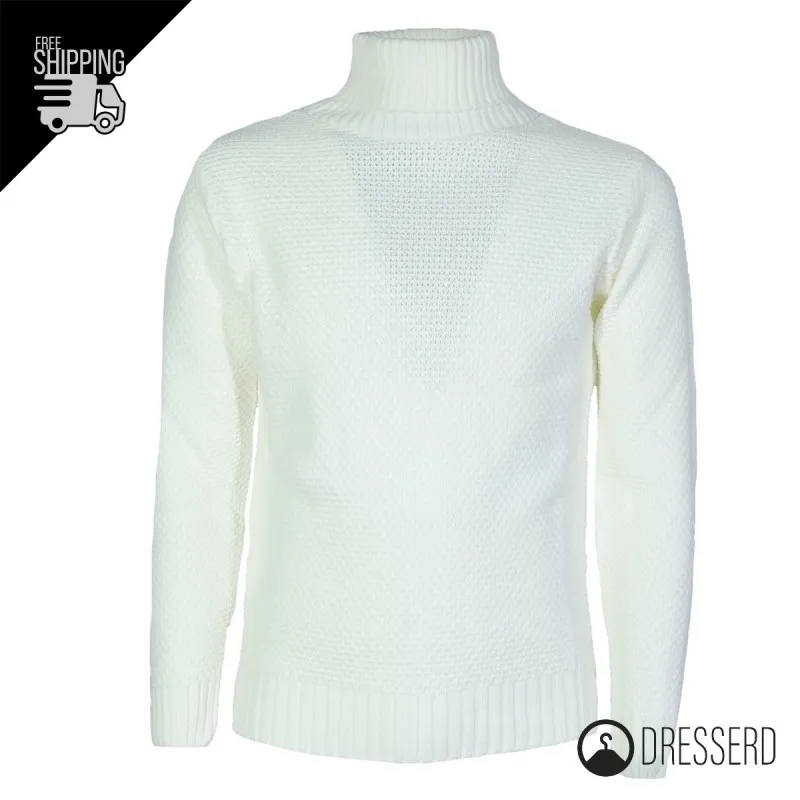 Maglia uomo dolcevita Trama Lavorata Maglioni invernali collo alto Dresserd maglie Semi Slim Fit