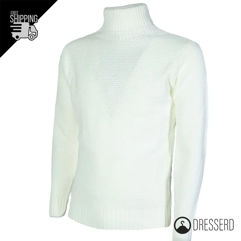 Maglia uomo dolcevita Trama Lavorata Maglioni invernali collo alto Dresserd maglie Semi Slim Fit