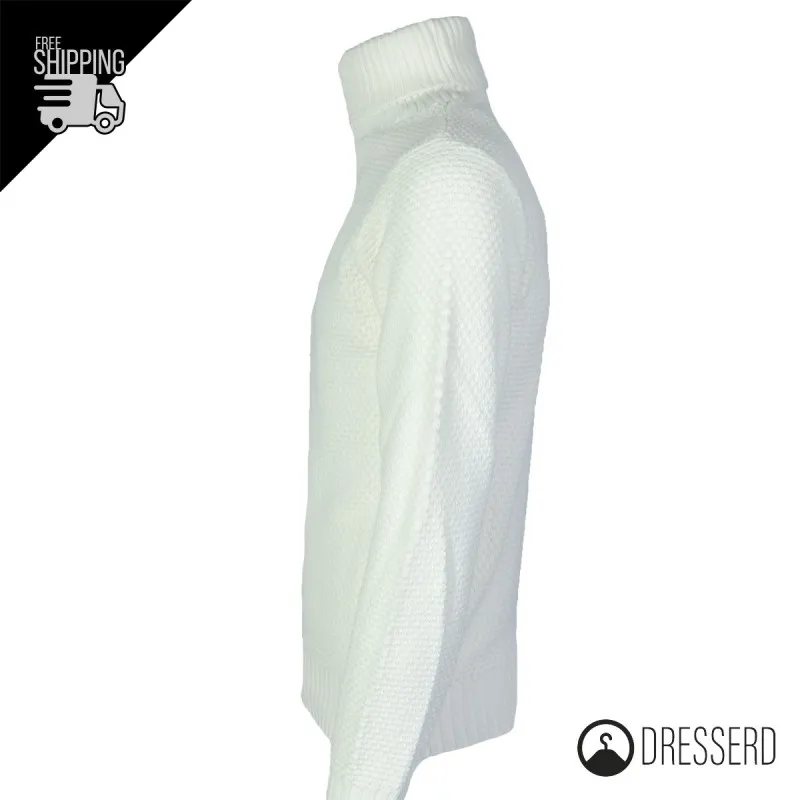 Maglia uomo dolcevita Trama Lavorata Maglioni invernali collo alto Dresserd maglie Semi Slim Fit
