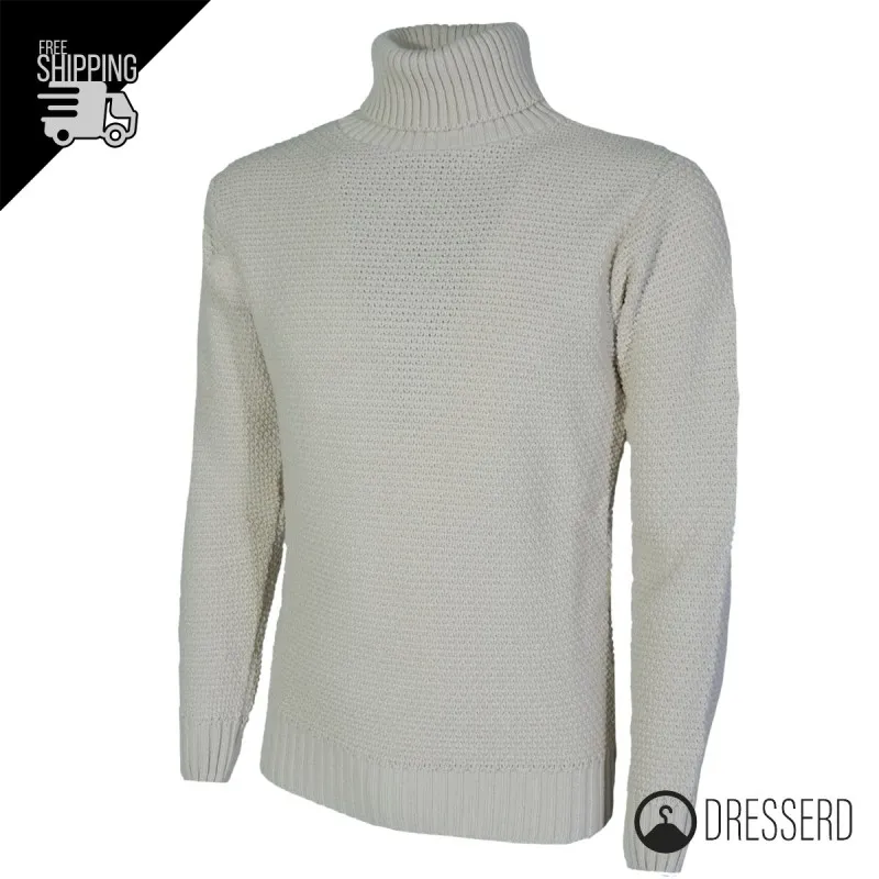 Maglia uomo dolcevita Trama Lavorata Maglioni invernali collo alto Dresserd maglie Semi Slim Fit