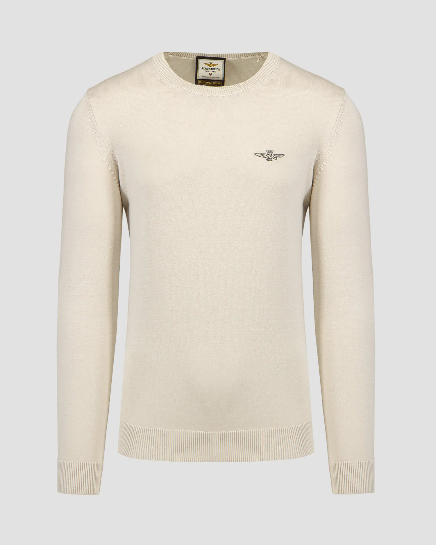 Maglietta a maniche lunghe beige da uomo Aeronautica Militare 241ma1488l506-57537