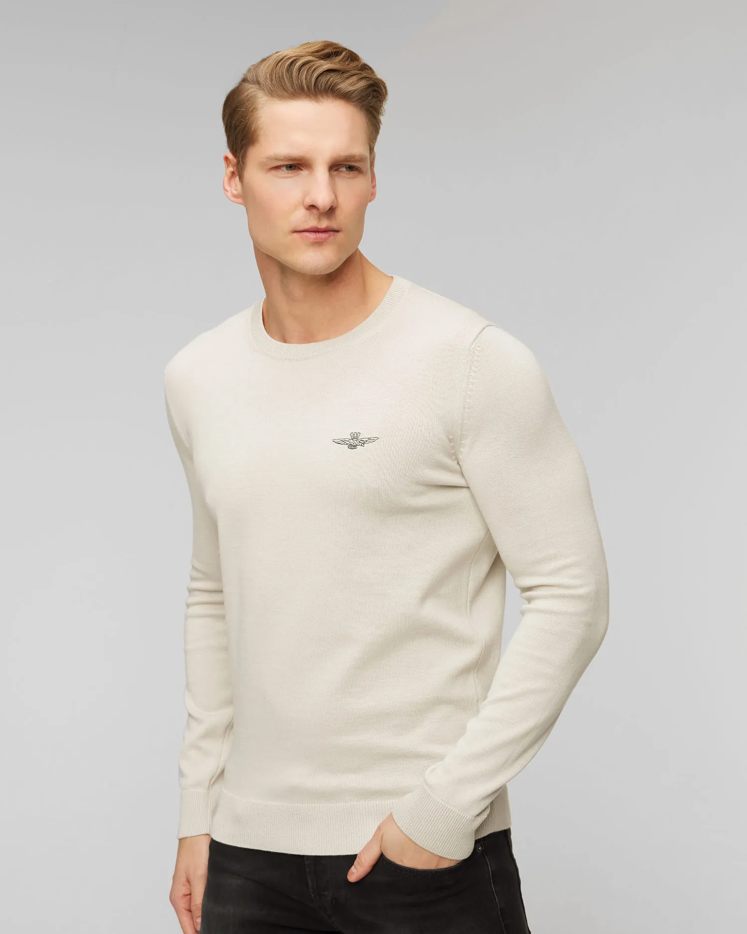 Maglietta a maniche lunghe beige da uomo Aeronautica Militare 241ma1488l506-57537
