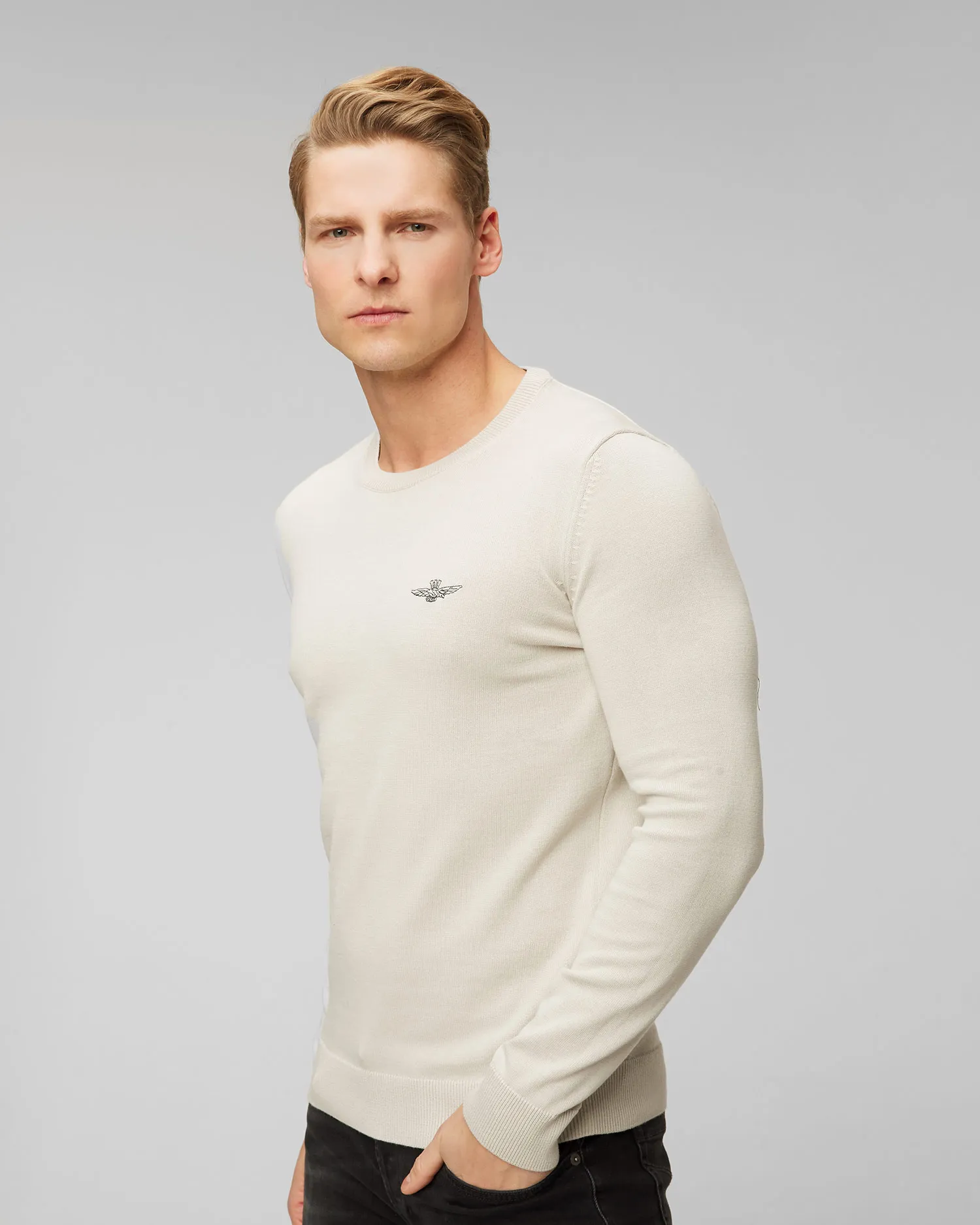 Maglietta a maniche lunghe beige da uomo Aeronautica Militare 241ma1488l506-57537