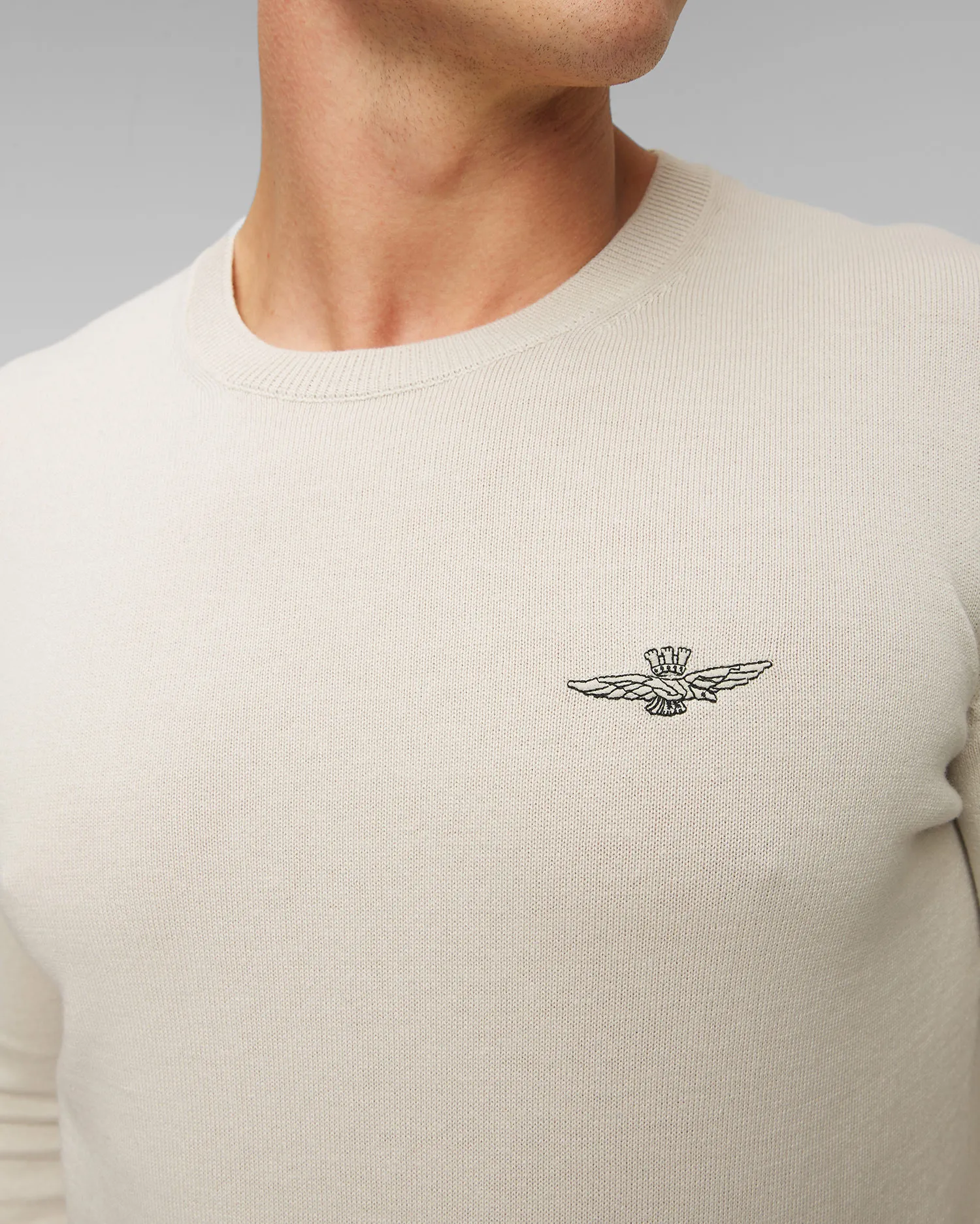 Maglietta a maniche lunghe beige da uomo Aeronautica Militare 241ma1488l506-57537
