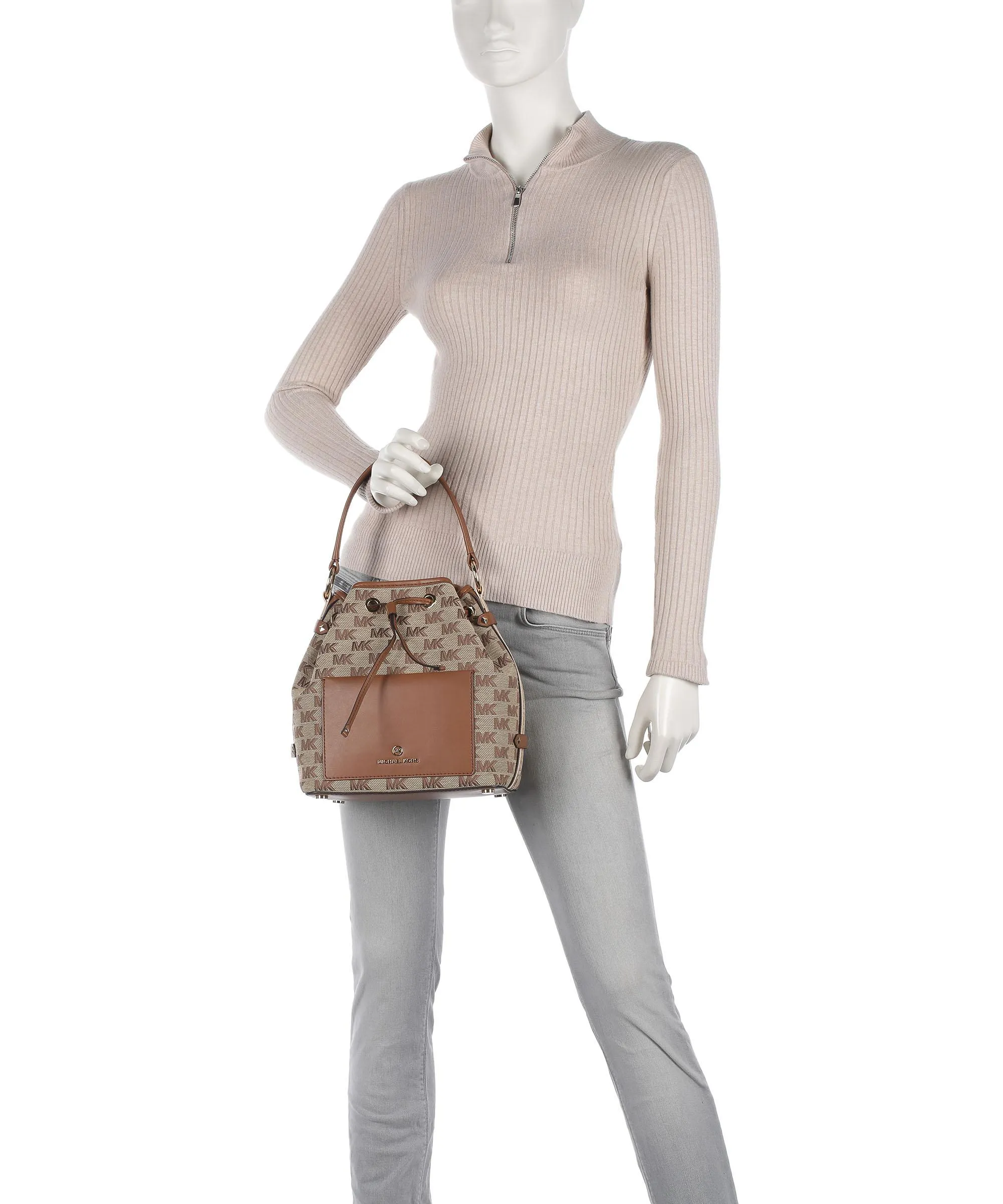  Michael Kors Maeve Borsa a secchiello cotone, poliestere beige/marrone  