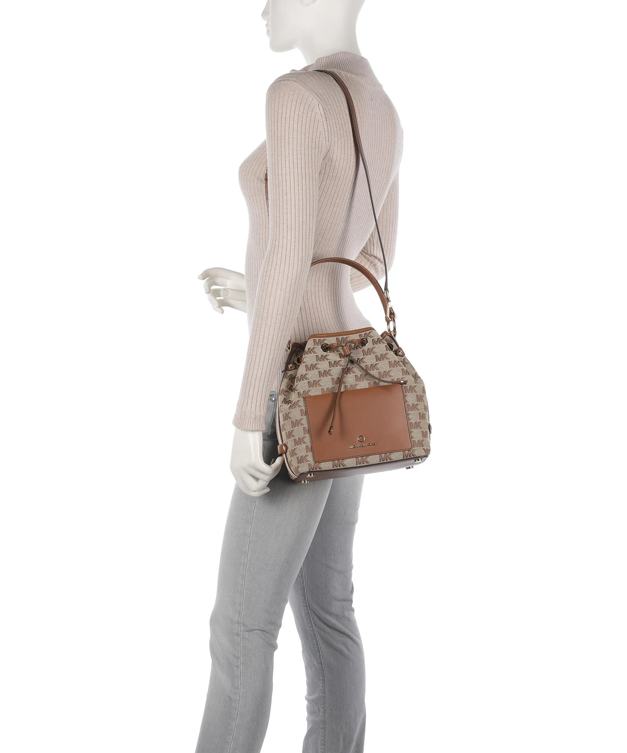  Michael Kors Maeve Borsa a secchiello cotone, poliestere beige/marrone  