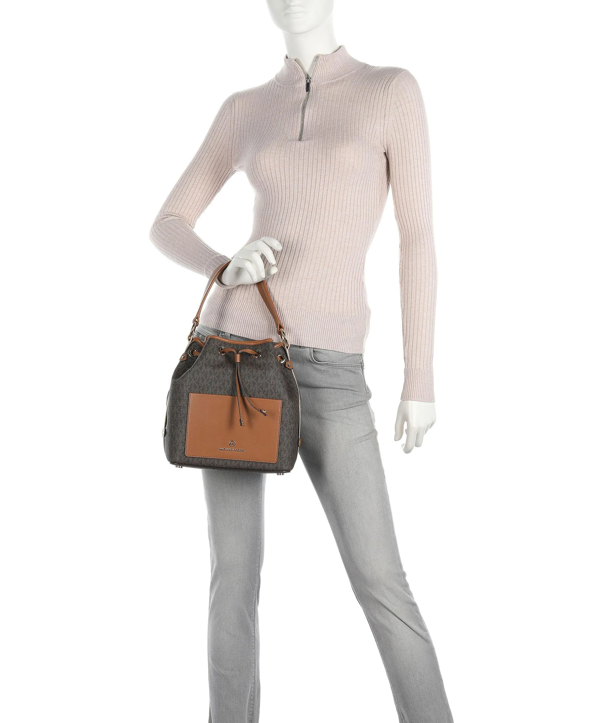  Michael Kors Maeve Borsa a secchiello tela marrone scuro  