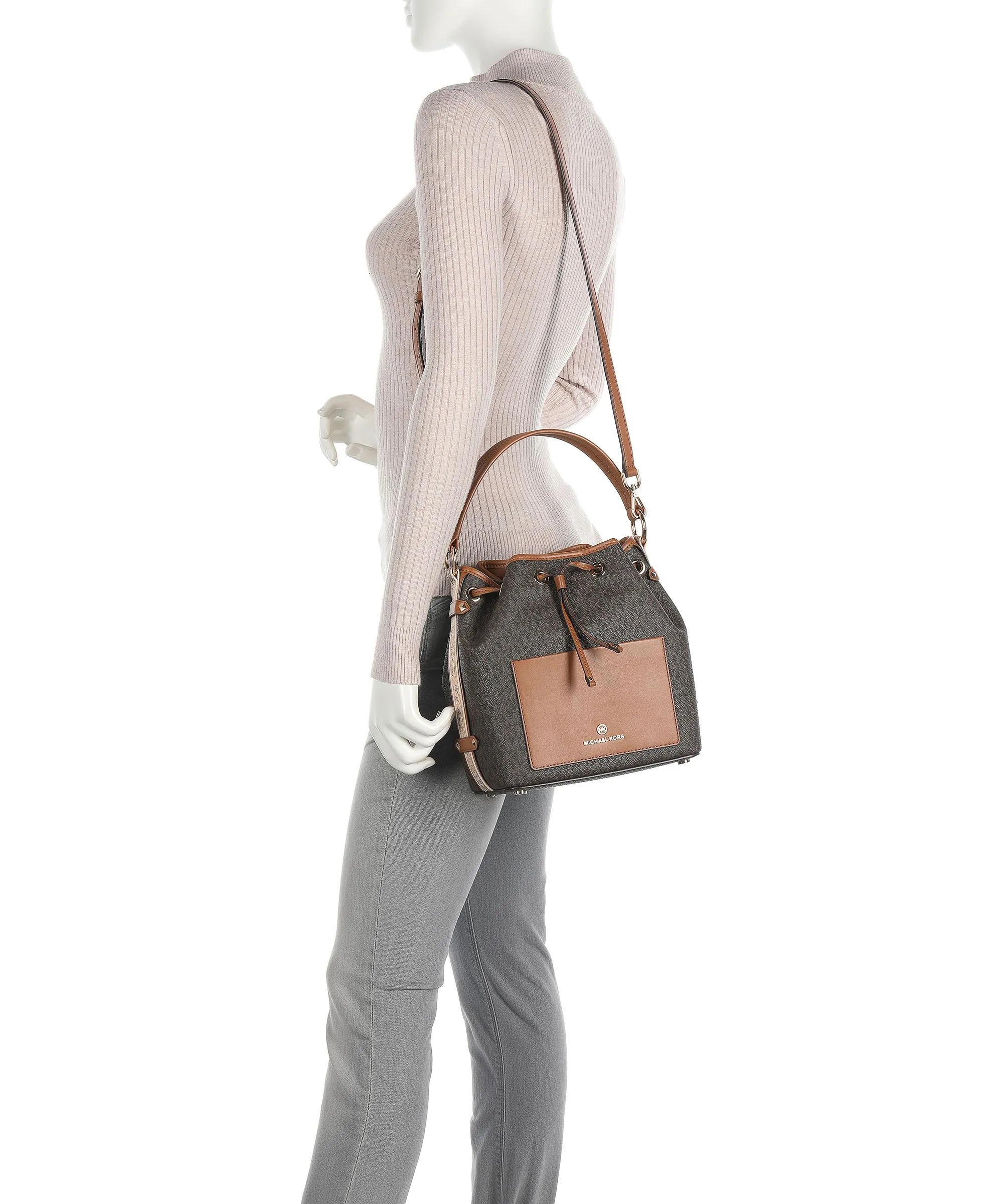  Michael Kors Maeve Borsa a secchiello tela marrone scuro  
