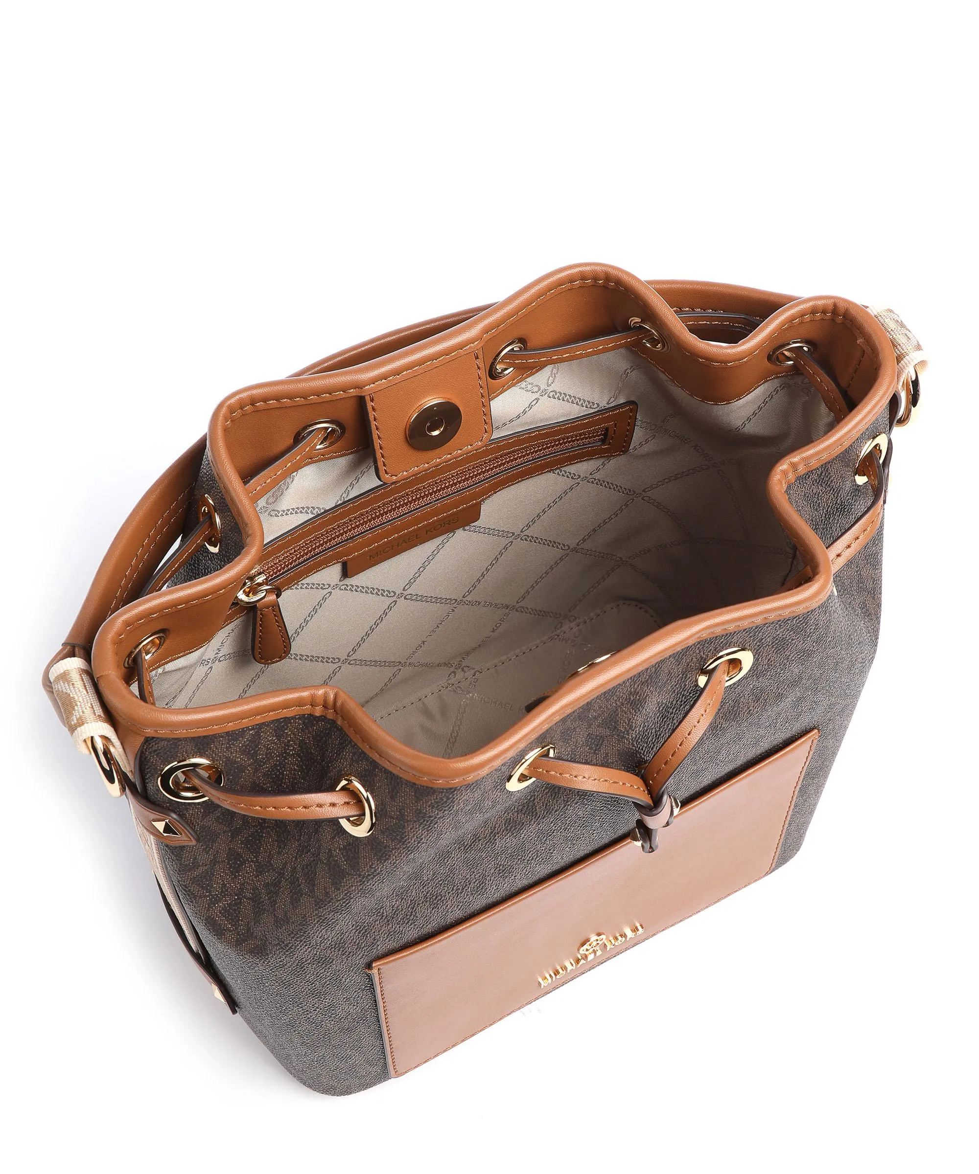  Michael Kors Maeve Borsa a secchiello tela marrone scuro  