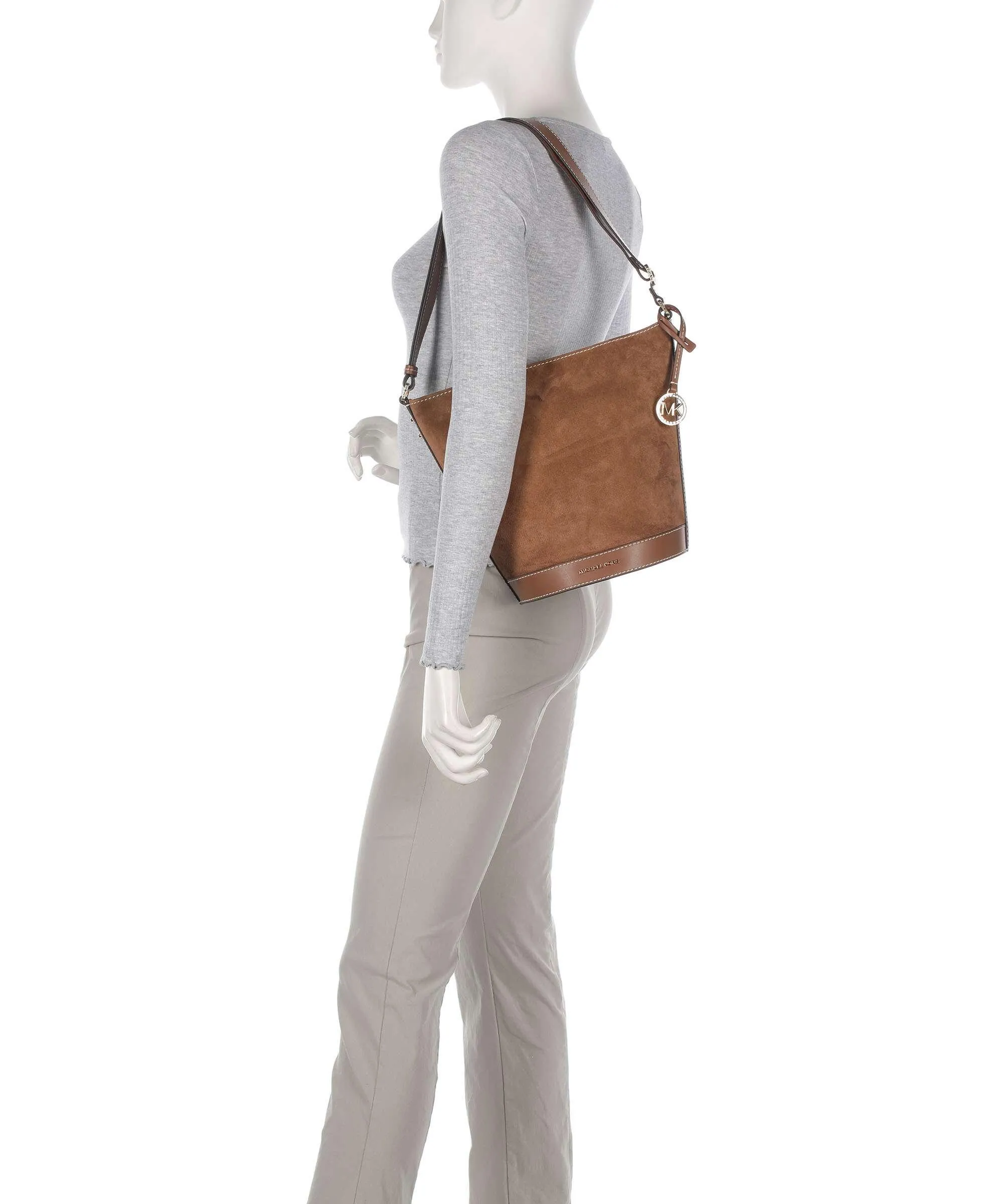  Michael Kors Townsend Borsa a secchiello pelle di vitello ruvida, pelle di vitello finemente grana marrone  
