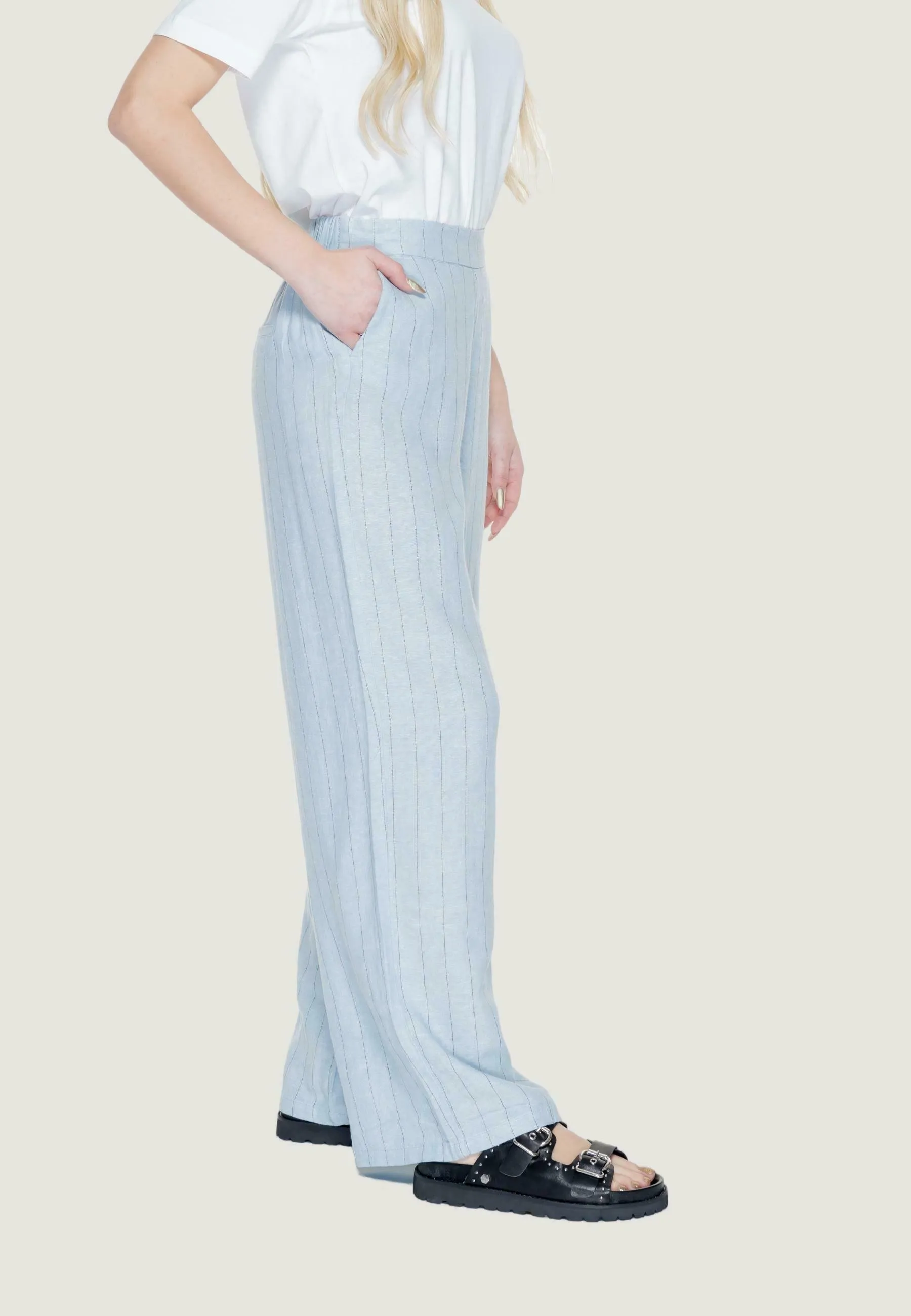 MINDY WIDE PINSTRIPE - Pantaloni