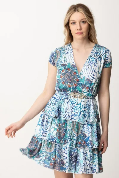 Mini abito stampato a balze con cintura BOHO ANIMALLER