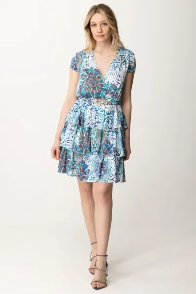 Mini abito stampato a balze con cintura BOHO ANIMALLER