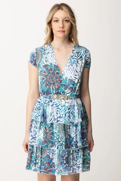 Mini abito stampato a balze con cintura BOHO ANIMALLER